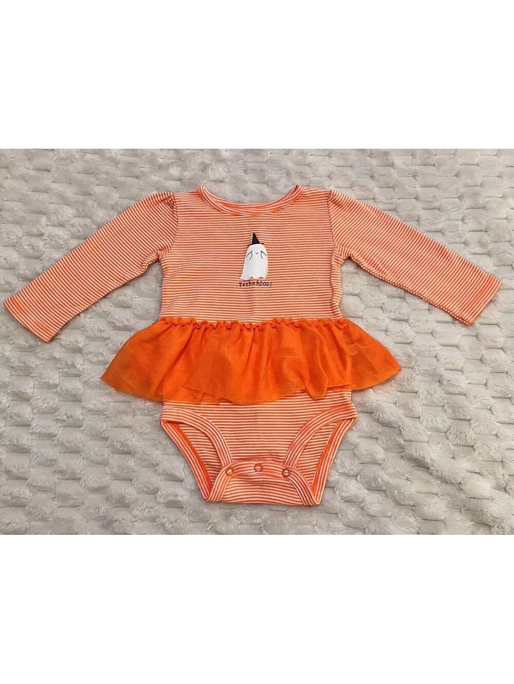 Carter’s Long Sleeve Baby Girl Halloween Peplum Onesie w/ Tulle Tutu (9m)